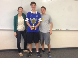 NAQT Eastern PA Champions Emmaus High School. From L to R: Justine Wang, Ryan Bilger, and Omar Ahmed